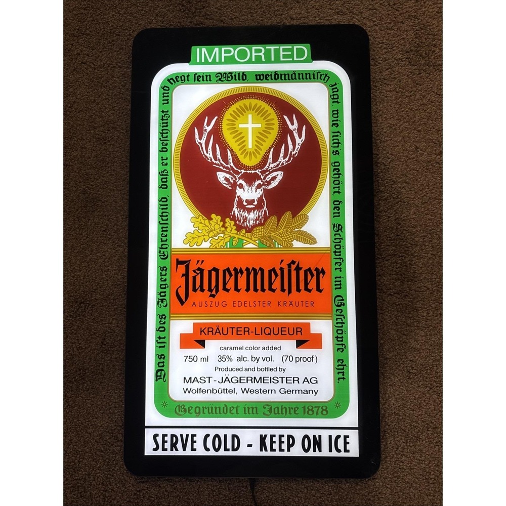Jagermeister Lighted Sign 13" X 23" Electric Light Up Bar Liquor Store Vintage